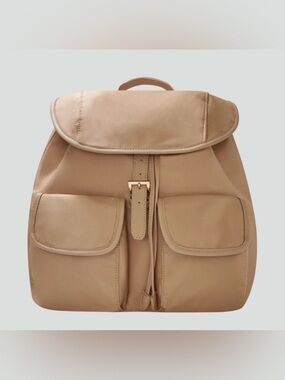 Year of Ours Tan Drawstring Pouch with Gold Accents